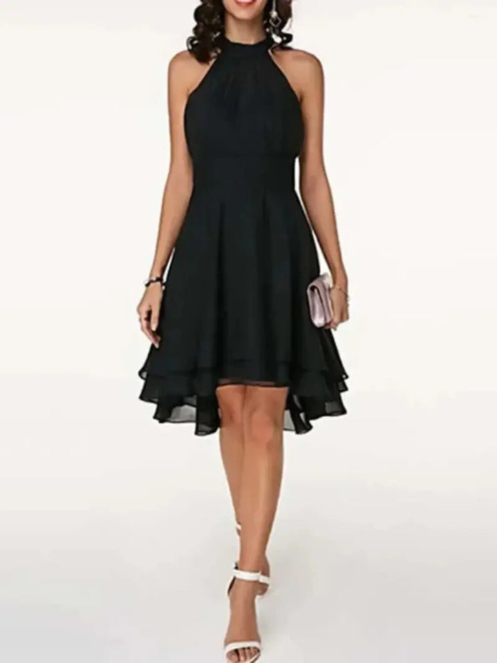 W&W Mode | Elegante Ärmelloses Chiffon Kleid