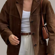 WW | Damen Wildleder Blazer Klassisch & Lässig Braune Frauenjacke