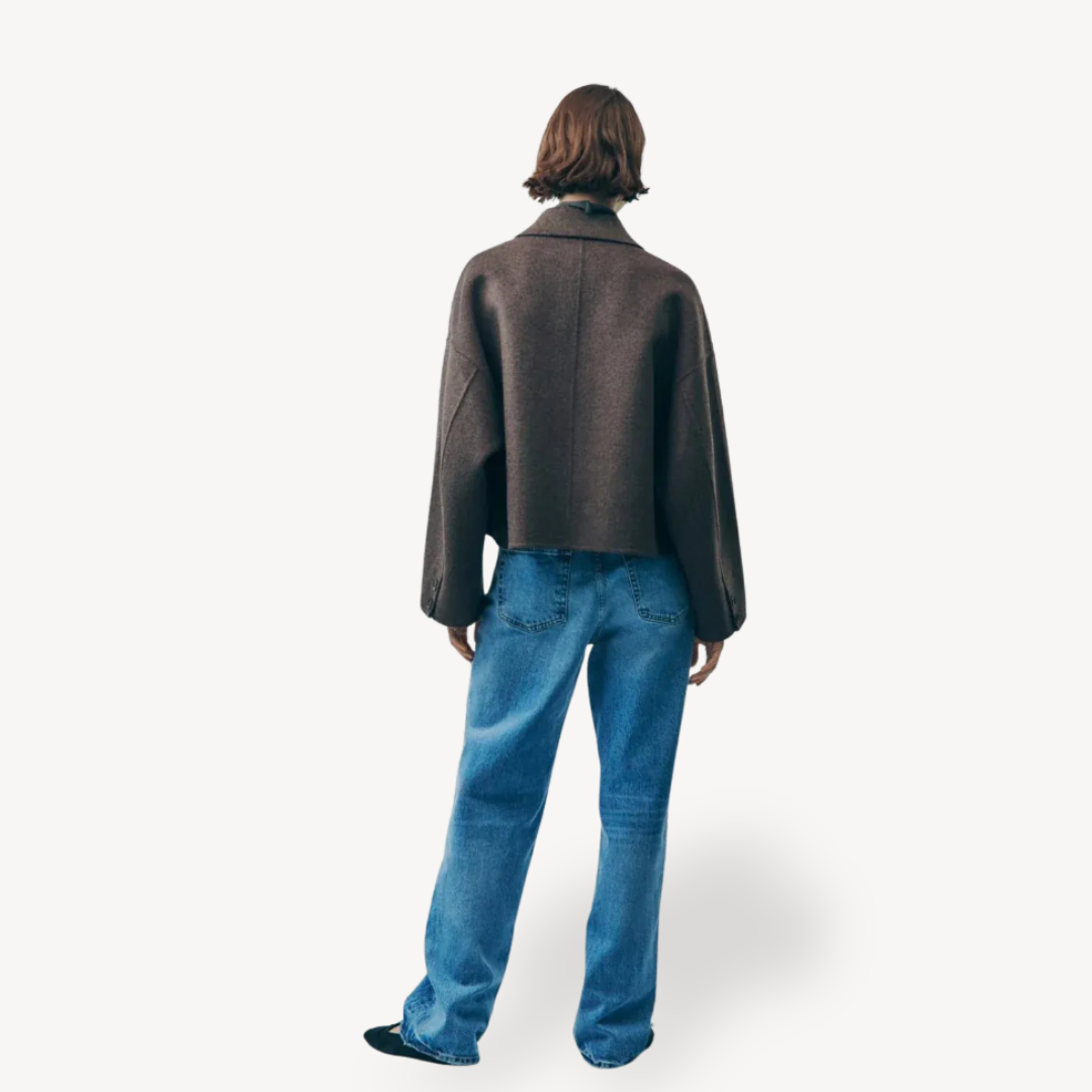 WW | Damen Braune Oversized Kurze Jacke