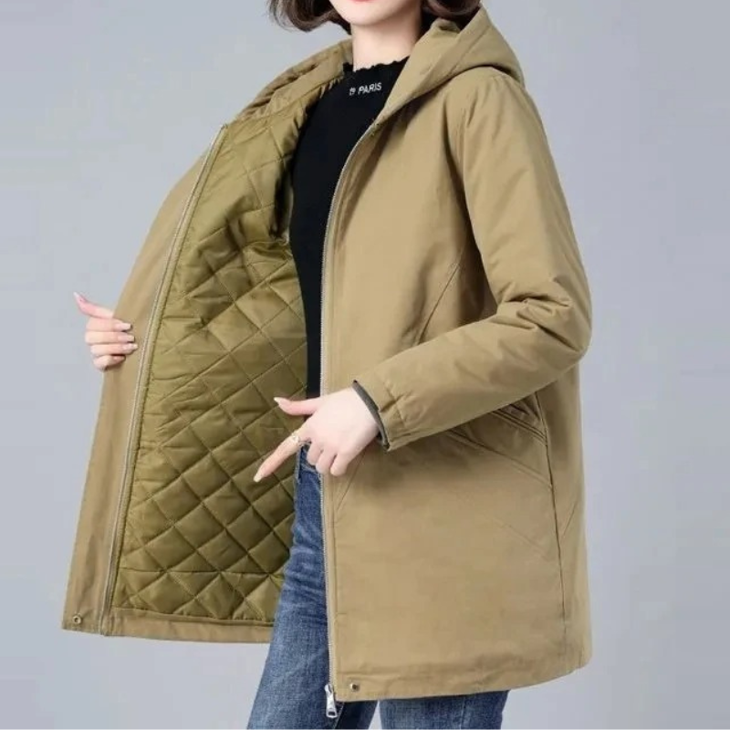WW | Damen Gesteppte Jacke Mit Kapuze Und Reißverschluss, Leicht Und Warm