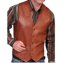 WW | Gilet Klassisch Western Leder Optik Weinlese Weste Für Männer