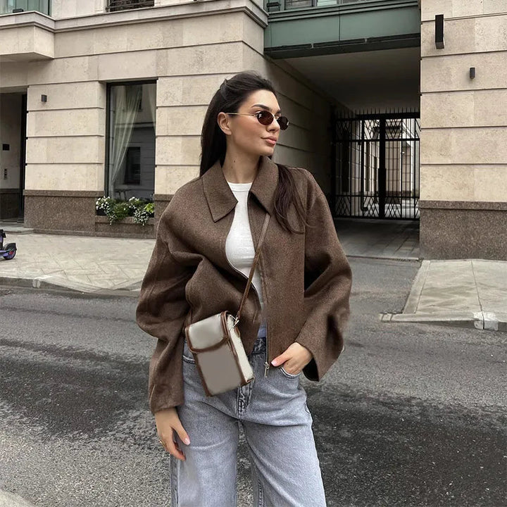 W&W Mode | Warme Langärmelig Daunen Kragen Jacke mit Reißverschluß