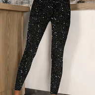 WW | Damen High Waist Pailletten Legging Glänzend & Komfortabel Für Frauen