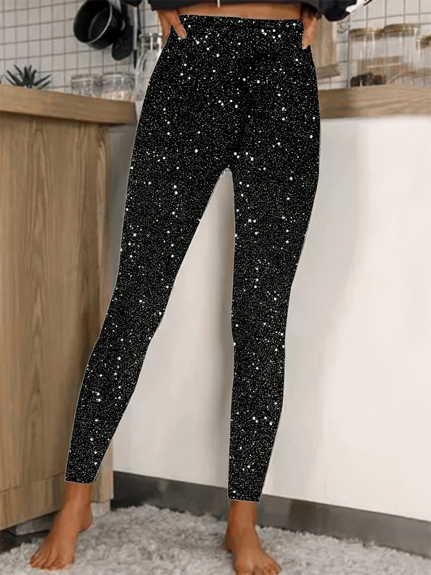 WW | Damen High Waist Pailletten Legging Glänzend & Komfortabel Für Frauen