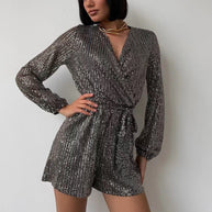 WW | Moderner Schnitt - Unifarbener Pailletten-Jumpsuit