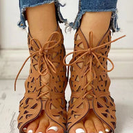 WW | Flache Sandalen Im Ethnischen Stil Mit Aussparung