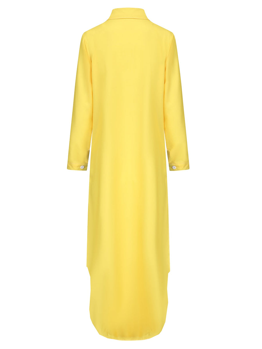 WW | Kleid mit Gesichtsdruck und Kragen in Gelb