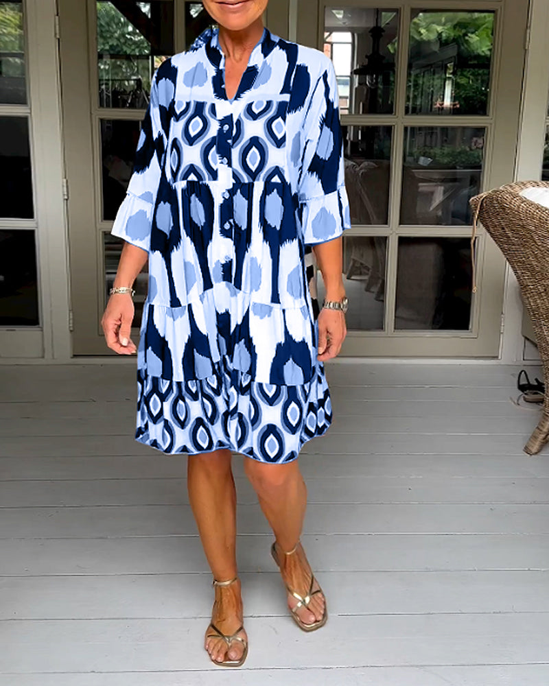 W&W Mode A-line Kleid | Stilvolles bedrucktes Midi-Sommerkleid für Frauen mit Taschen