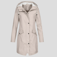 WW | Langer Regenmantel mit Kapuze und Taschen für Damen