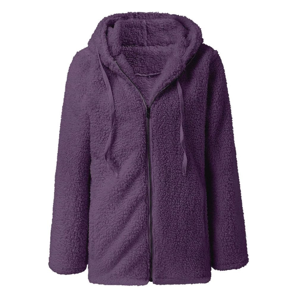 WW | Teddy-Fleecejacke mit Kapuze Damen - weiche Winterjacke mit Reißverschluss