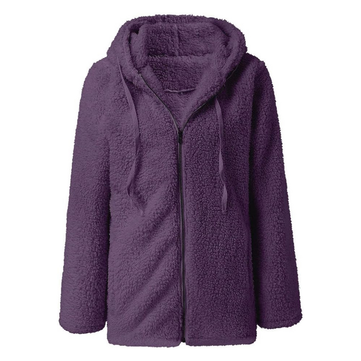 W&W Mode | Teddy-Fleecejacke mit Kapuze Damen - weiche Winterjacke mit Reißverschluss