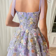 WW | Proof Of Perfection 3D Blume Bestickt Bindeband Mini Kleid