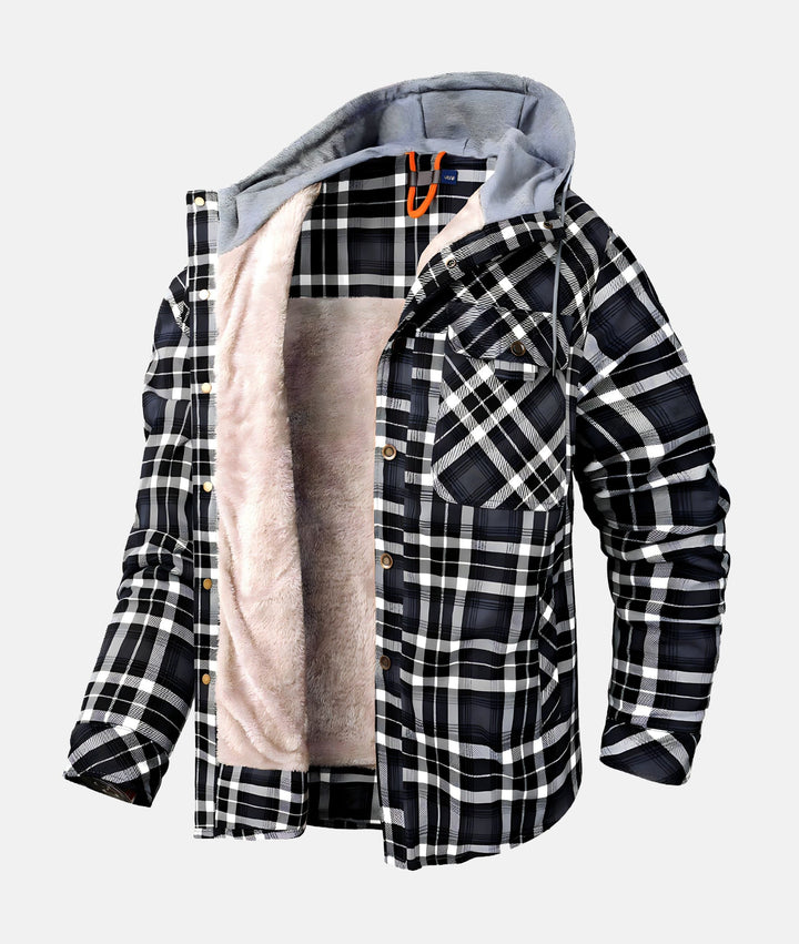W&W Mode | Kariertes Flanelljacke mit Kapuze und Futter aus Kunstfell