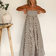 WW | Trägerloses Gestreiftes Maxikleid für Frauen