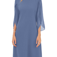 WW | Shift Kleid Knielang Bateau Ausschnitt Dreiviertel Schlitzärmel Fließend