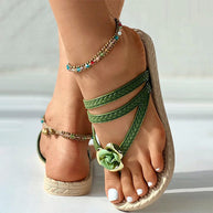 WW | Geflochtene Sandalen Mit Blumenverzierung