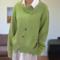 WW | weiche strickjacke mit diagonaler knopfleiste