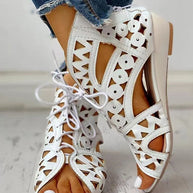 WW | Flache Sandalen Im Ethnischen Stil Mit Aussparung