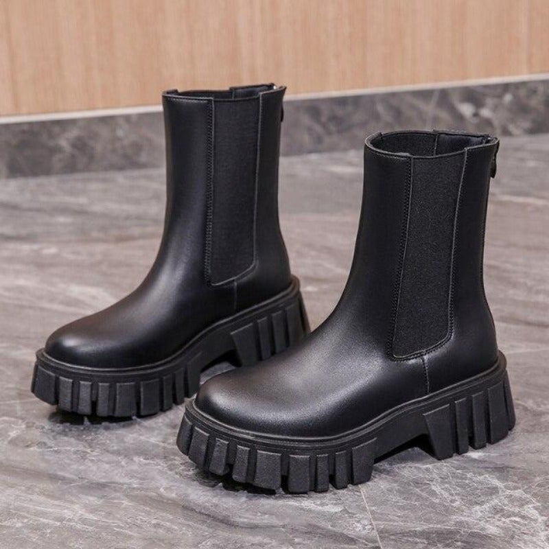 W&W Mode | Damen Stiefel Modische Plateaustiefel Mit Slip on Design, Alltagstauglich