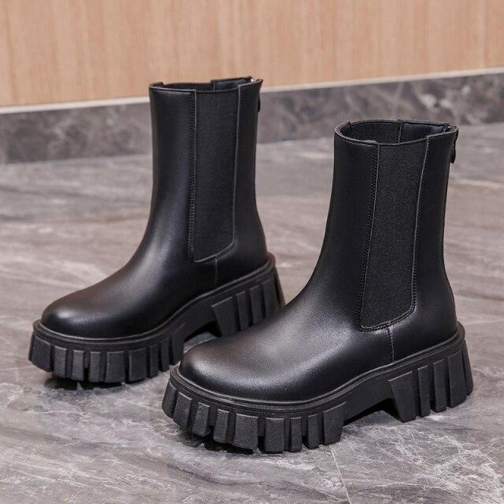 W&W Mode | Damen Stiefel Modische Plateaustiefel Mit Slip on Design, Alltagstauglich