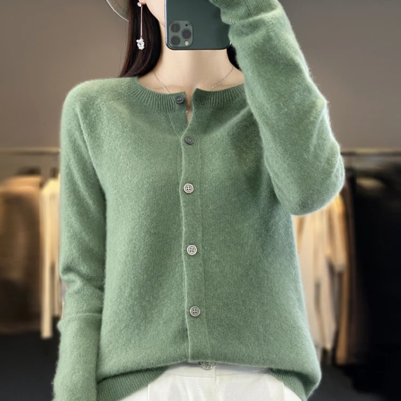WW | Wolljacke Damen Strickjacke mit Knopfleiste, Weiches Material