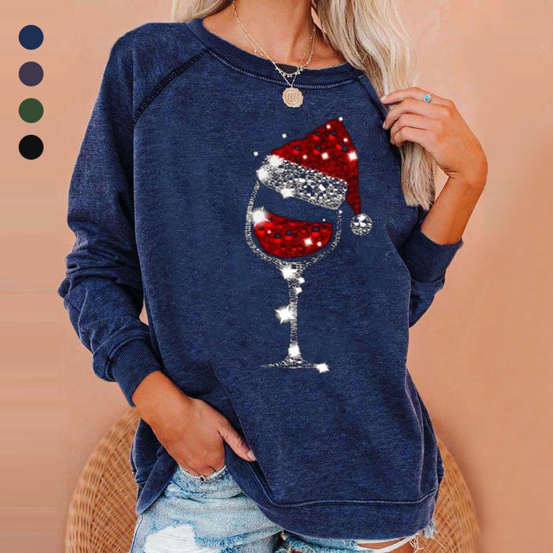 W&W Mode | Festliche Cheers Weinglas Sweatshirt
