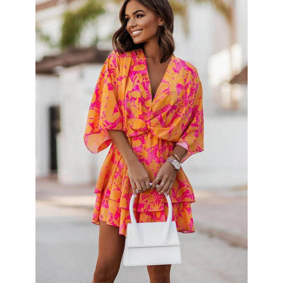 Farbiges Mini-Sommerkleid für Frauen