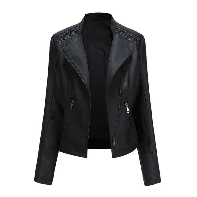 W&W Mode Biker Jacke | Trendige Jacke in Lederoptik für Frauen