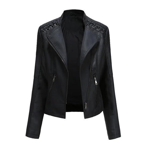 W&W Mode Biker Jacke | Trendige Jacke in Lederoptik für Frauen