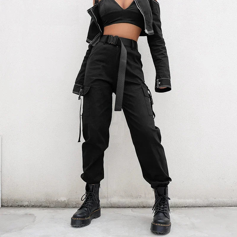 WW | Damen Hose Cargo Pants Mit Hoher Taille Und Elastischem Bund