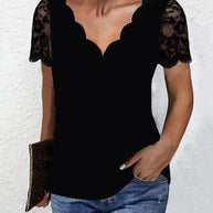 WW | Shirt Damen Spitze V-Ausschnitt Shirt