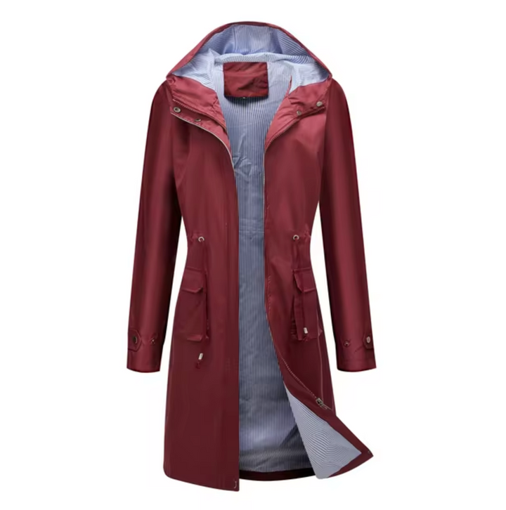 W&W Mode | Lange wasserdichte Jacke mit Kapuze für Damen