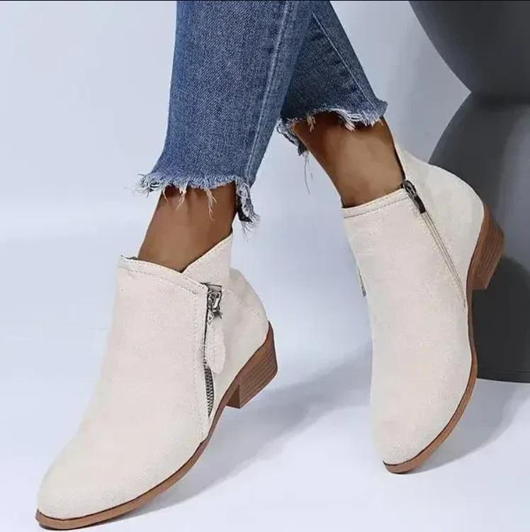 W&W Mode | Damen Wildlederstiefel mit Bequemer Passform und Reißverschluss