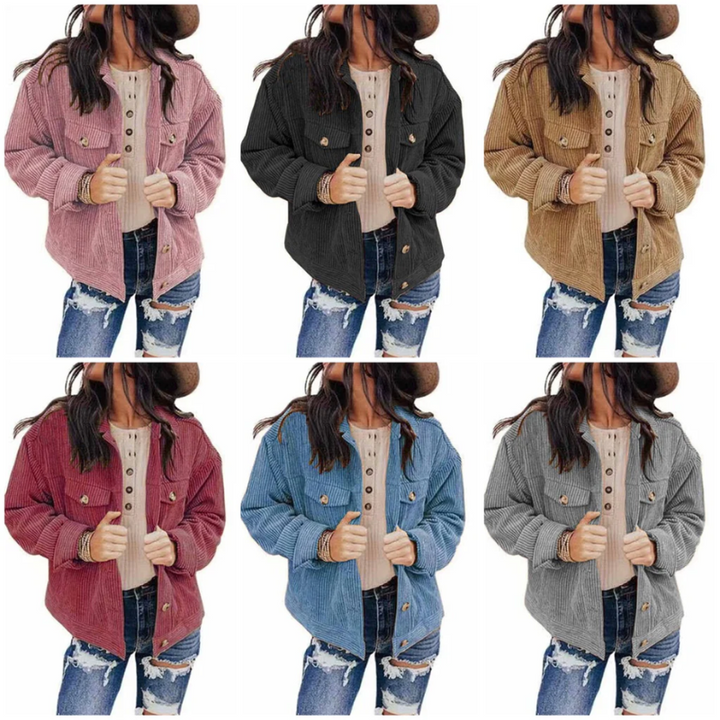 W&W Mode | Damen Jacke Cord Oversize Look Mit Knöpfen Und Brusttaschen