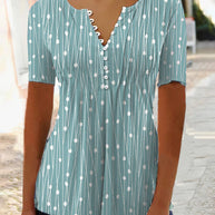 WW | Punkte-Muster T-Shirt mit V-Ausschnitt