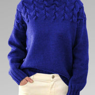 WW - Damen hochkragen Kabelstrickpullover