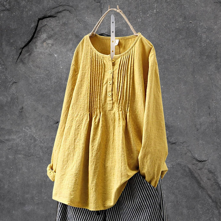 WW | Boho Chic Blusen Shirt Mit Knopfleiste & Raffung