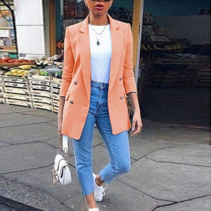 WW | Damen Blazer Eleganter Longblazer Mit 3/4 Ärmeln, Ideal Für Business Looks