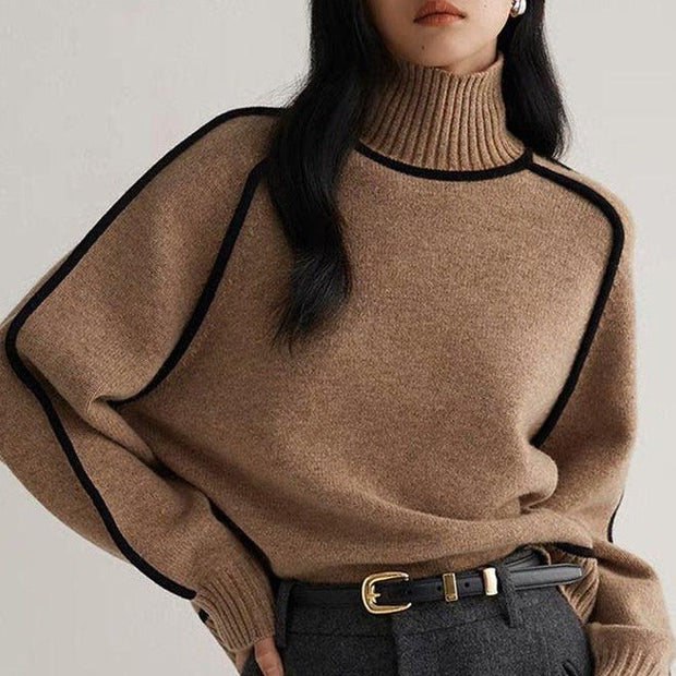 W&W - Kaffee Pullover mit hohem Halsausschnitt