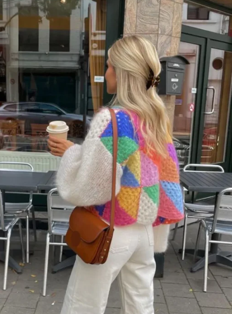 Gestreifte offene jacke