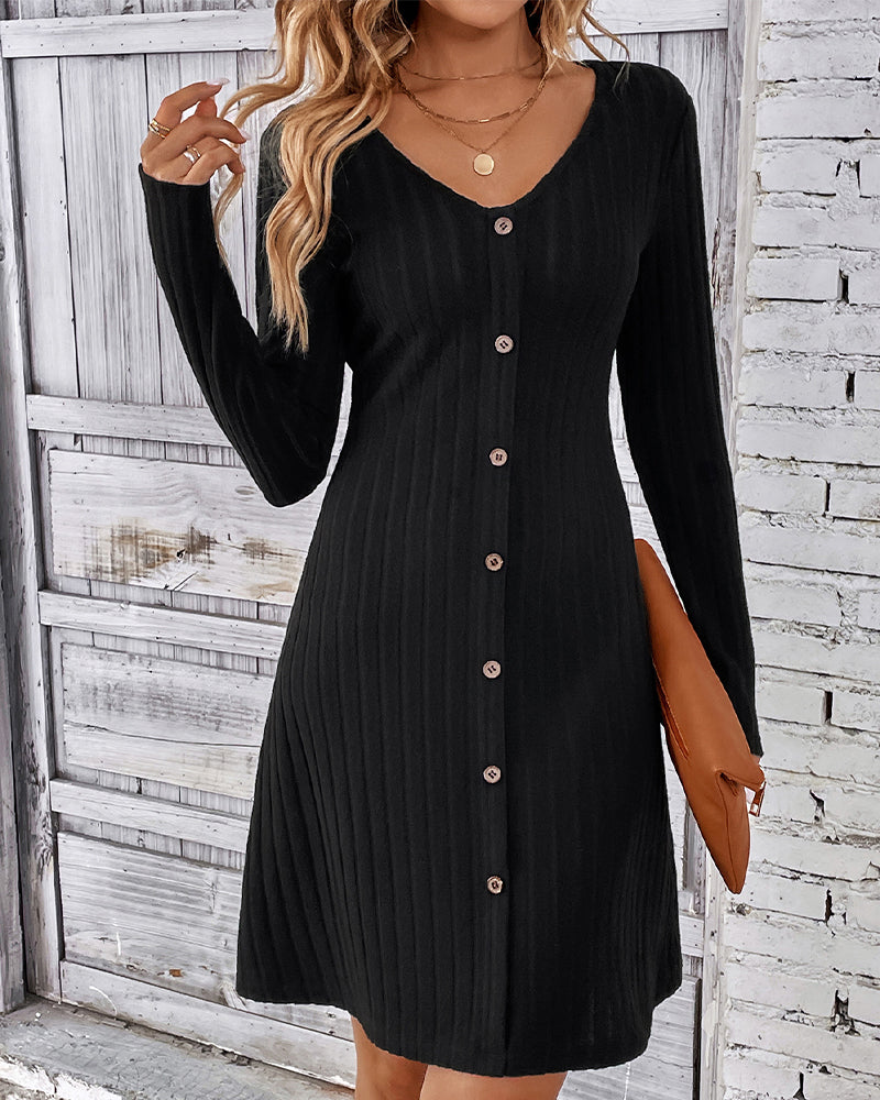 WW | Schwarzes Kleid mit Langen Ärmeln