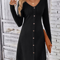 WW | Schwarzes Kleid mit Langen Ärmeln