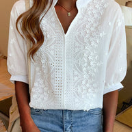 WW - Weiße Bluse mit Puffärmeln