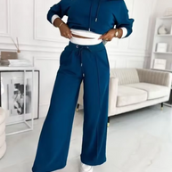 WW | Zweiteiliger Kapuzenpullover Und Hosenanzug Mit Weitem Bein