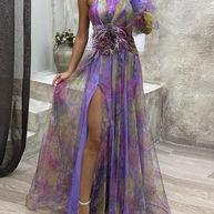 WW | Asymmetrisches Maxikleid Mit Blumenmuster Sommerkleid Für Damen