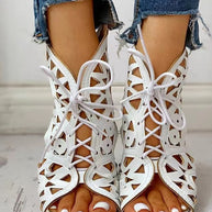 WW | Flache Sandalen Im Ethnischen Stil Mit Aussparung