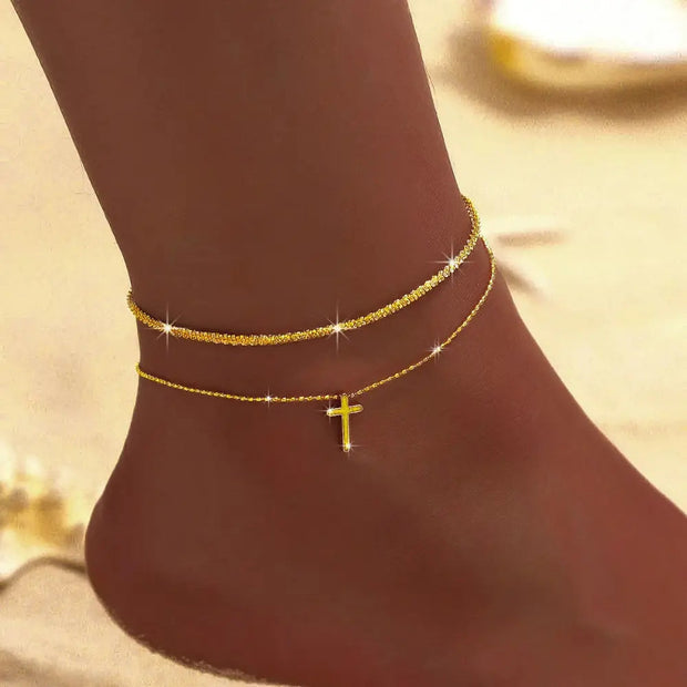 WW | Chic Silber/gold Doppel Fußkettchen