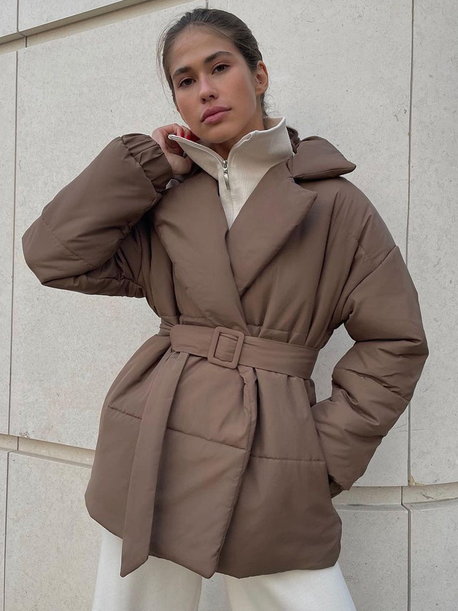W&W Mode | Stylischer Winter Baumwollmantel mit Gürtel