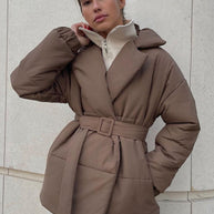 WW | Stylischer Winter Baumwollmantel mit Gürtel