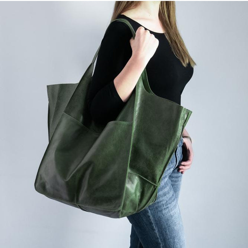 W&W Mode | Überdimensionale Leder Schultertasche für Damen